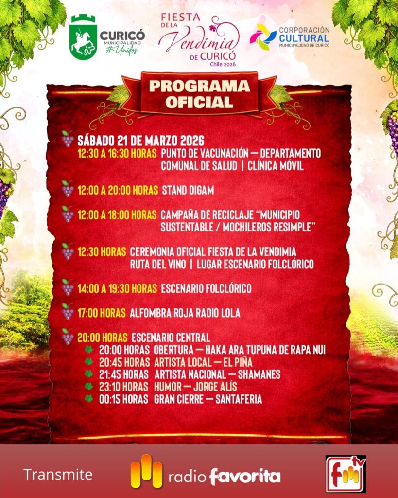 Programación completa de la Fiesta de la Vendimia de Curicó 2026 3 2